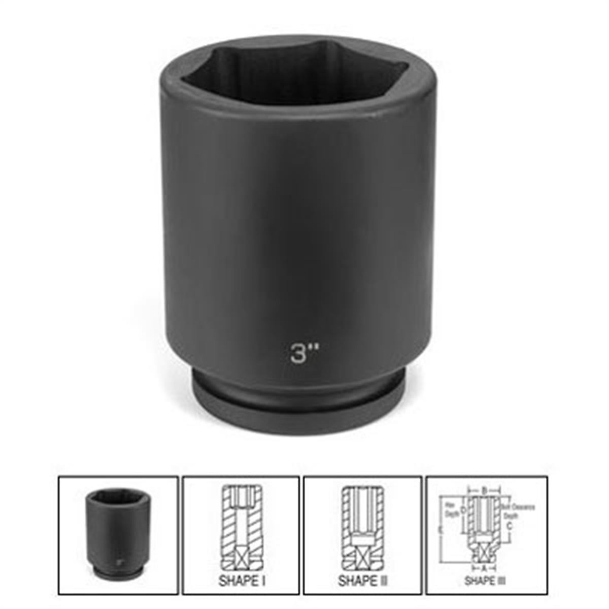 Grey Pneumatic Deep Impact Socket — 1in. Drive, 2in. Depth, Model# GRE4064D